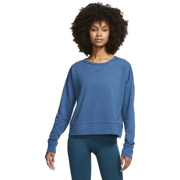 Nike Wrap Cover Up Yoga Sweatshirt Open Back Dri-Fit Blue M - Picture 3 of 14